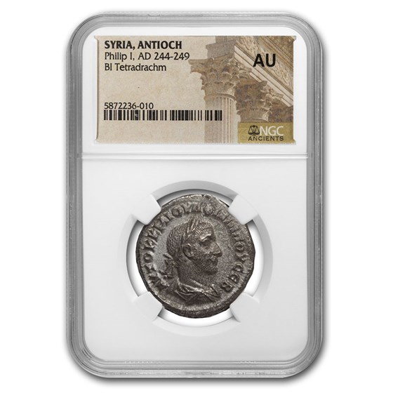 Roman Billon Tetradrachm Emperor Philip I (244-249 AD) AU NGC Roman Billon Tetradrachm Emperor Philip I (244-249 AD) AU NGC